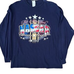 * Y2K Vintage NASCAR * Delta - Long Sleeve NASCAR USA T-Shirt -  Navy XL